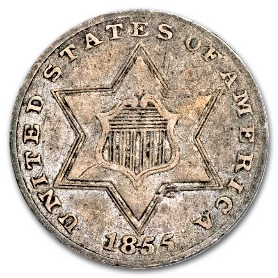 1855 Three Cent Silver VF