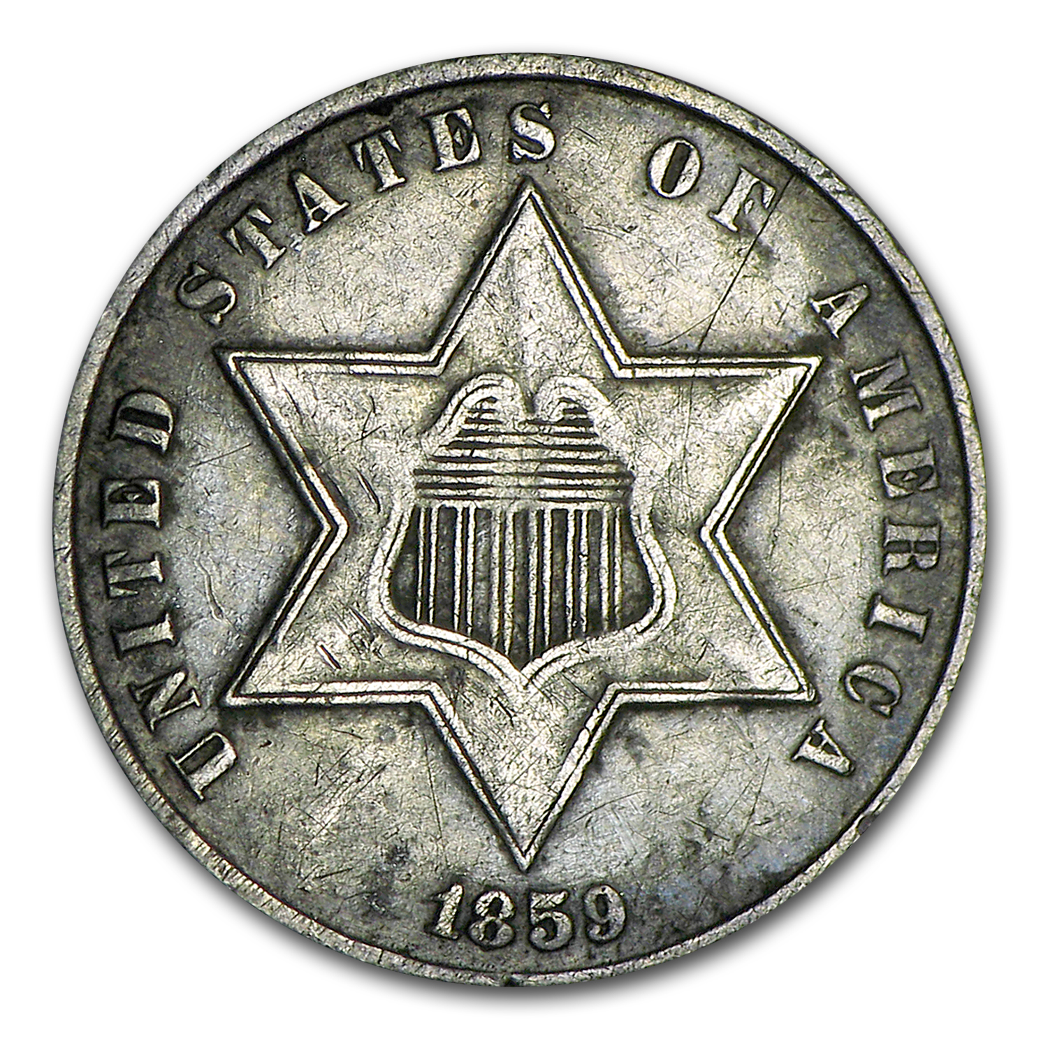 1859 Three Cent Silver VF