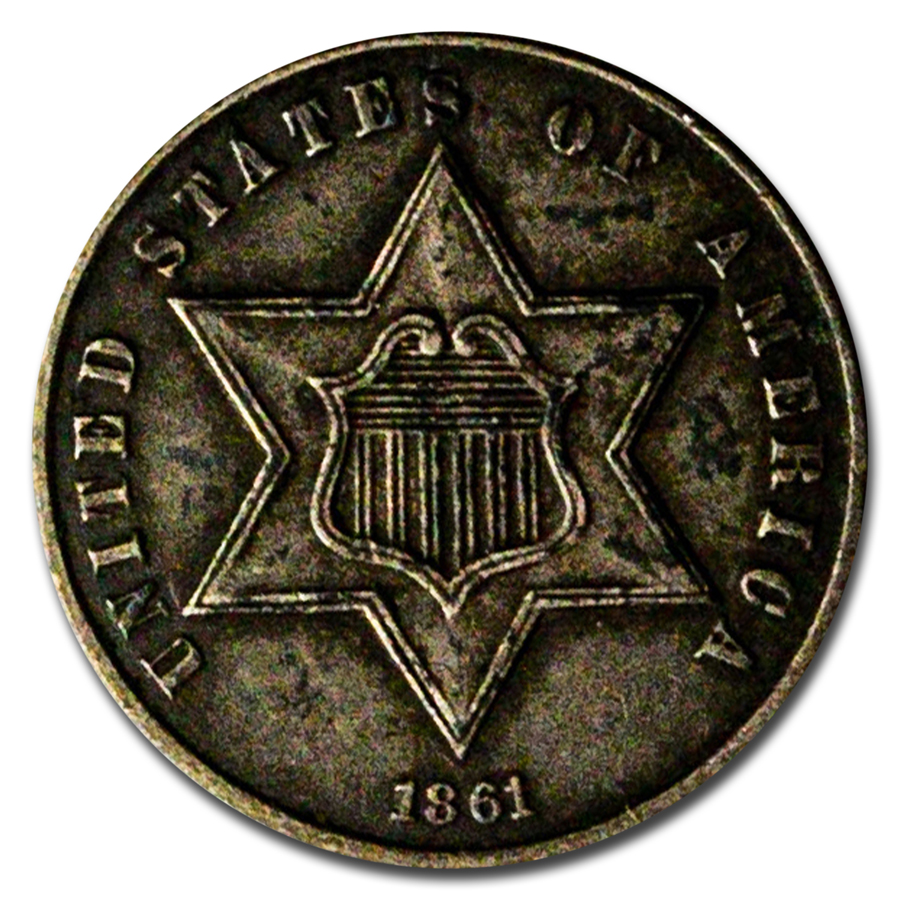 1861 Three Cent Silver XF
