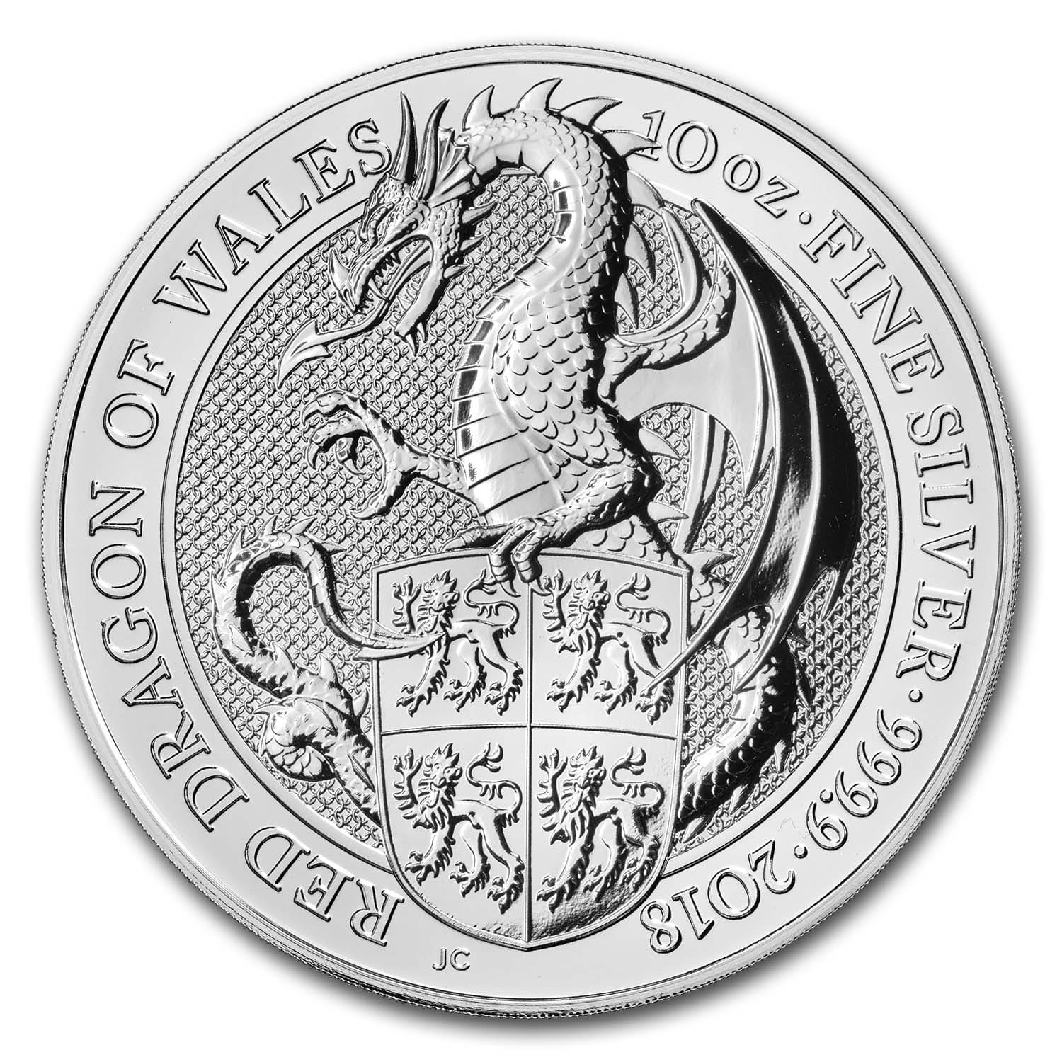 2018 Great Britain 10 oz Silver Queen's Beasts The Dragon
