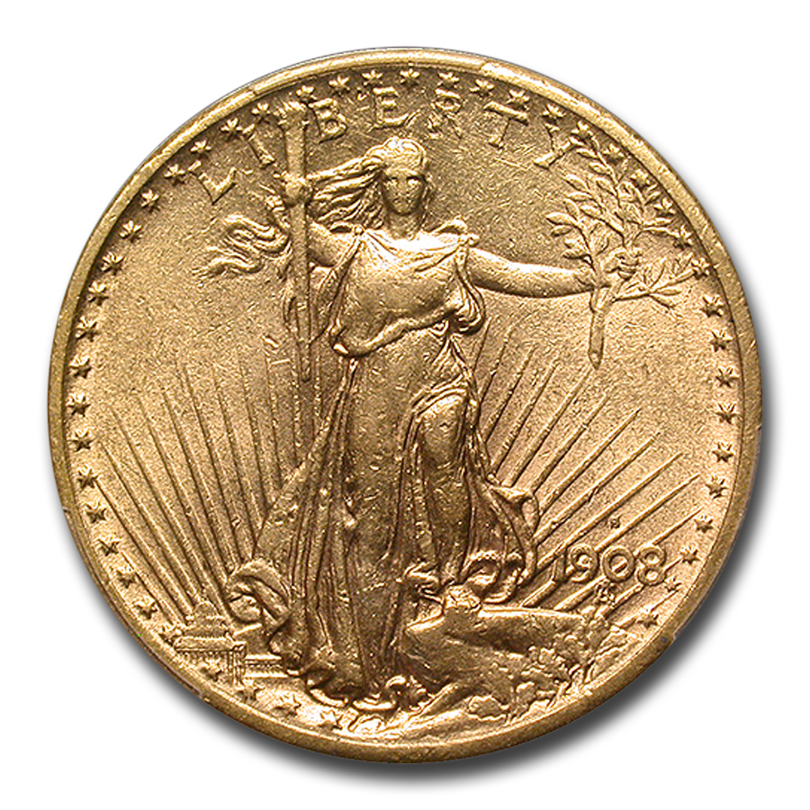 1908-S $20 St Gaudens Gold Double Eagle AU-53 PCGS