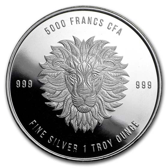 2018 Republic of Chad 1 oz Silver Mandala Lion BU