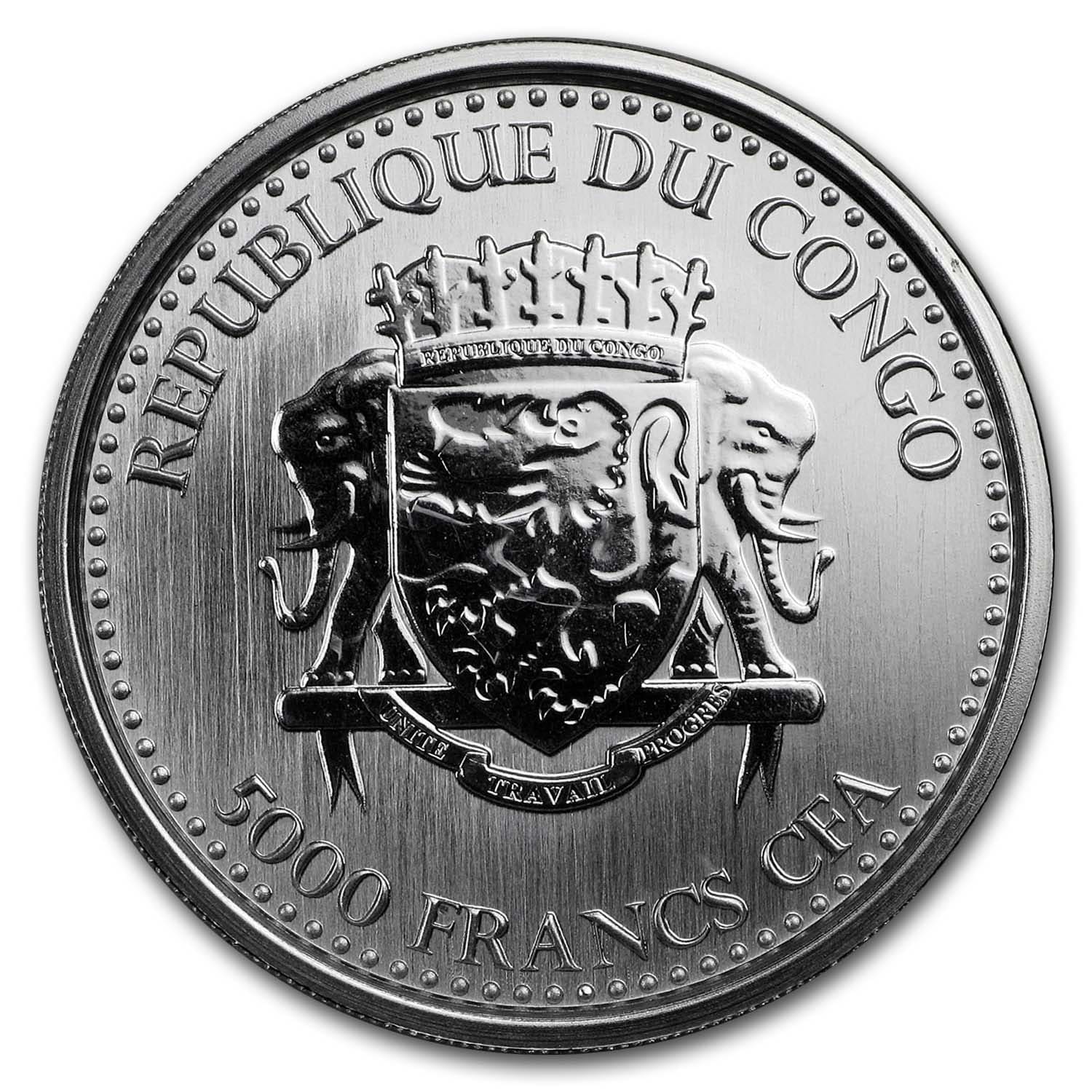 2018 Republic of Congo 1 oz Silver Silverback Gorilla (Prooflike)