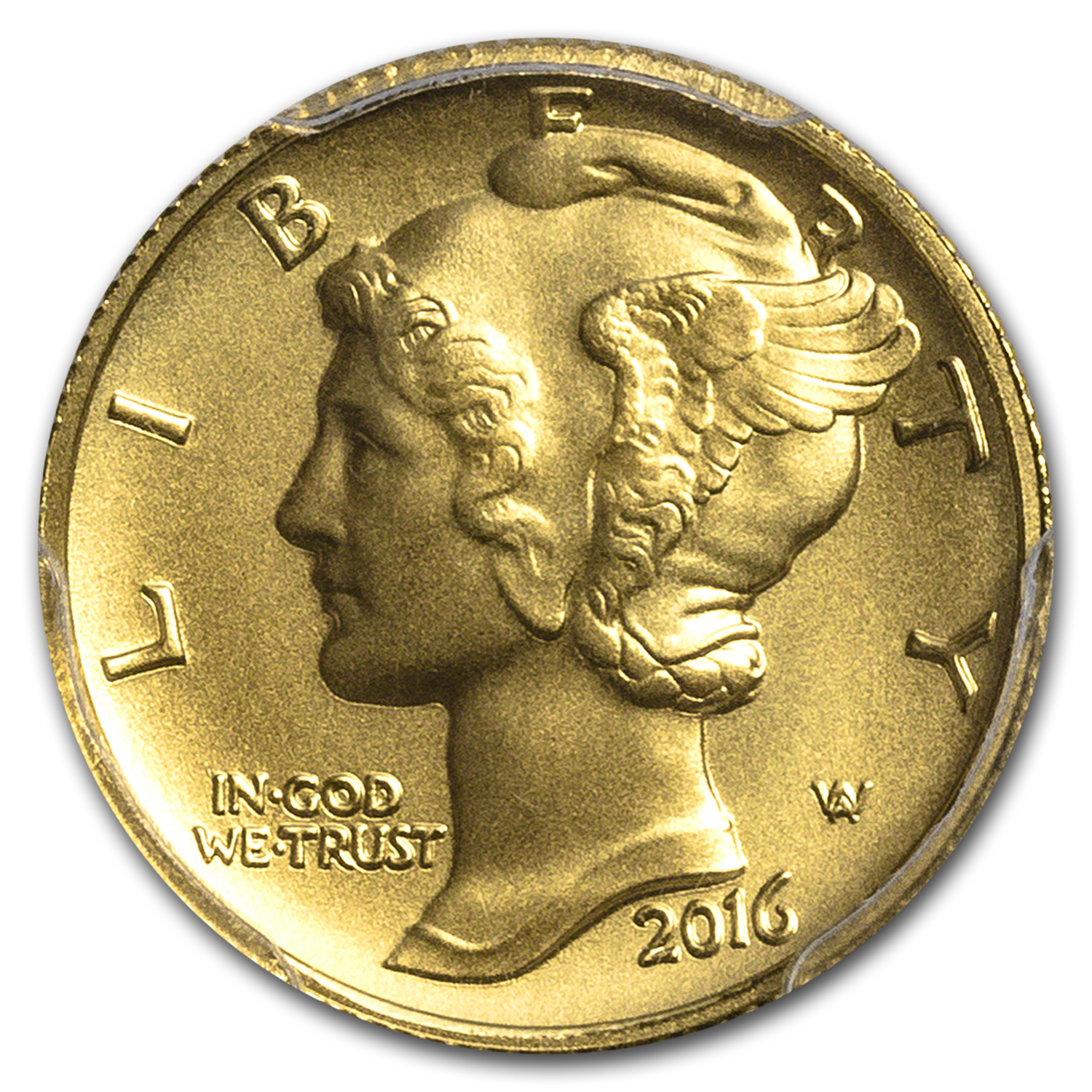 2016-W 1/10 oz Gold Mercury Dime SP-70 PCGS