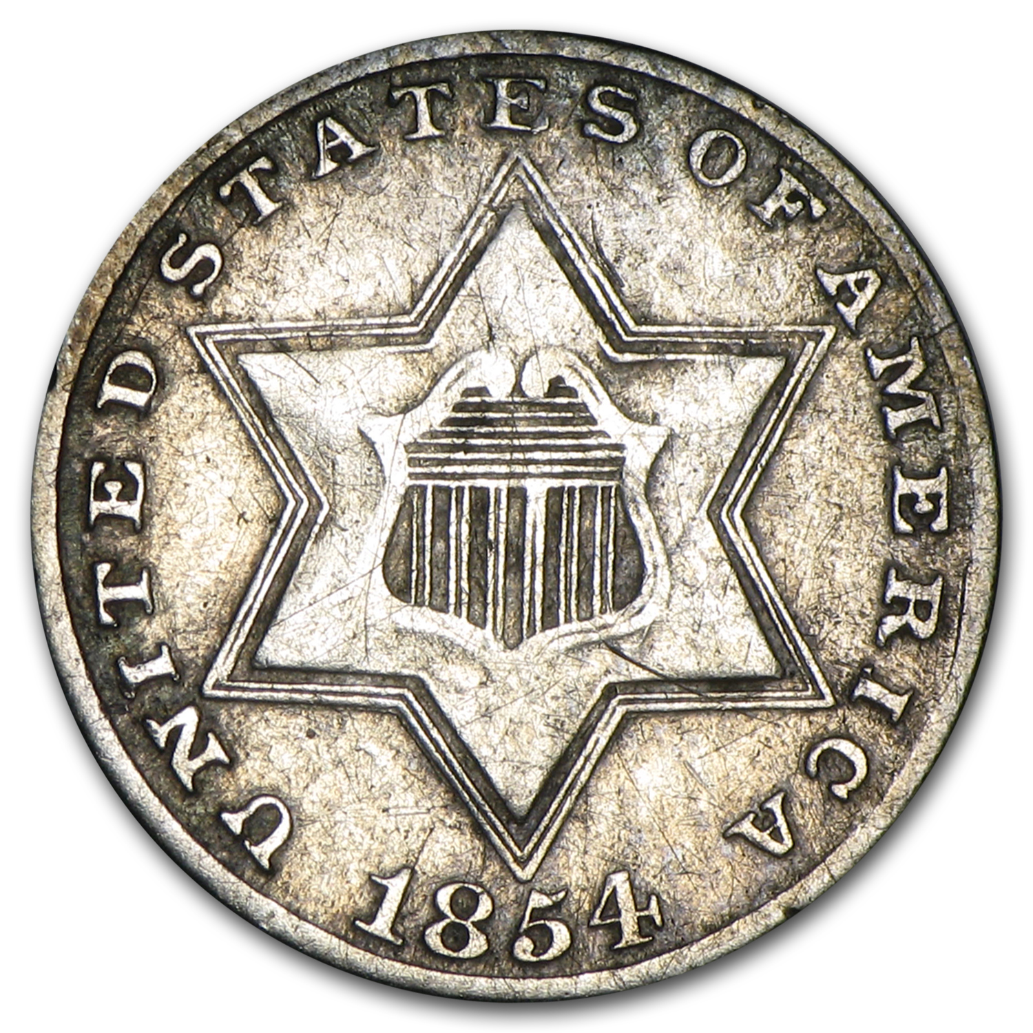 1854 Three Cent Silver VF