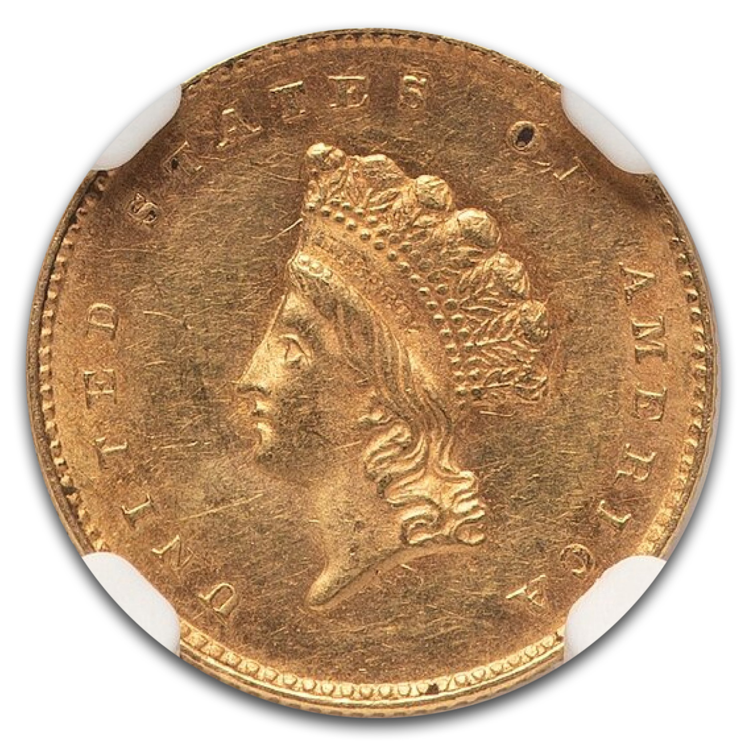 1855 $1 Indian Head Gold MS-62 NGC