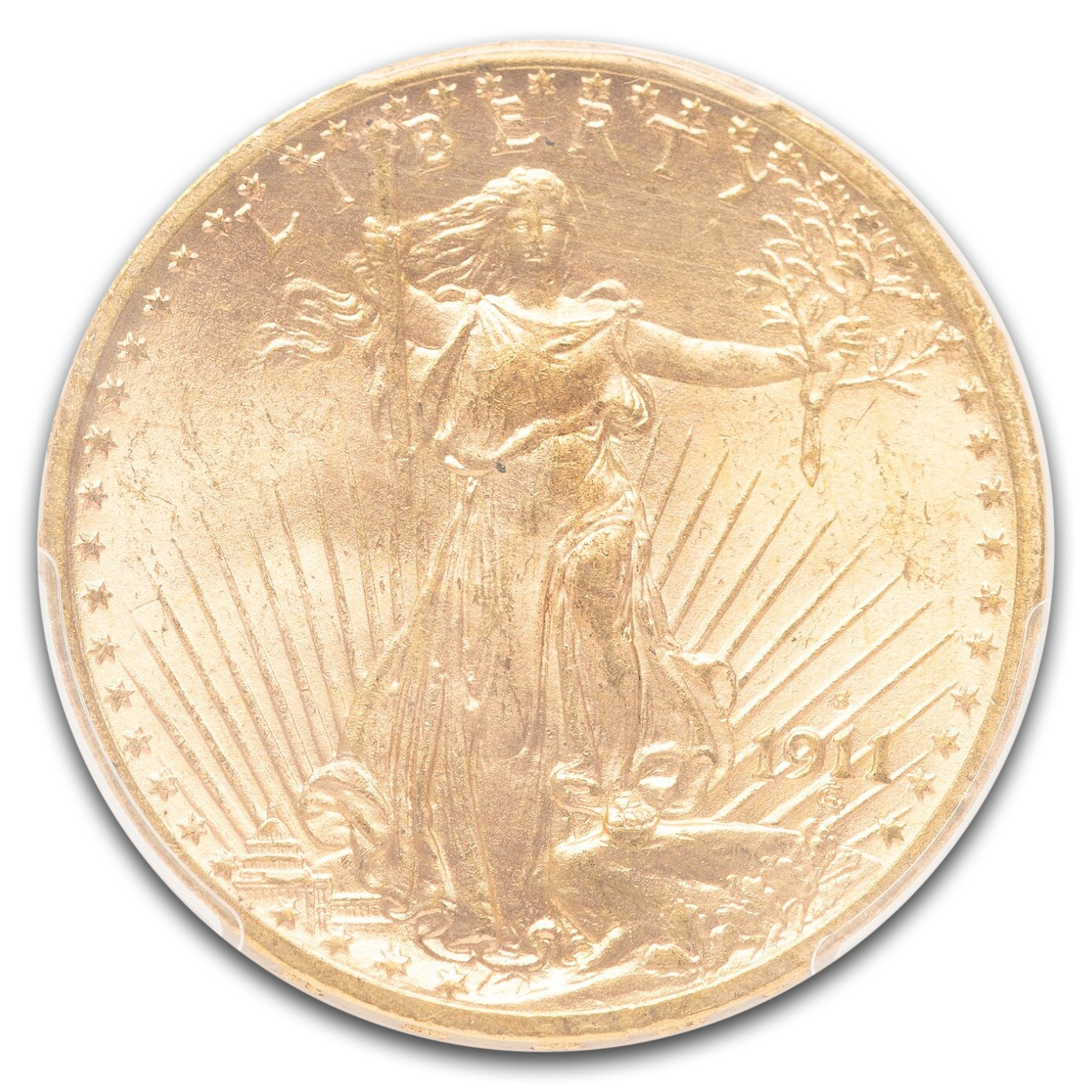 1911-S $20 St Gaudens Gold Double Eagle MS-64 PCGS CAC