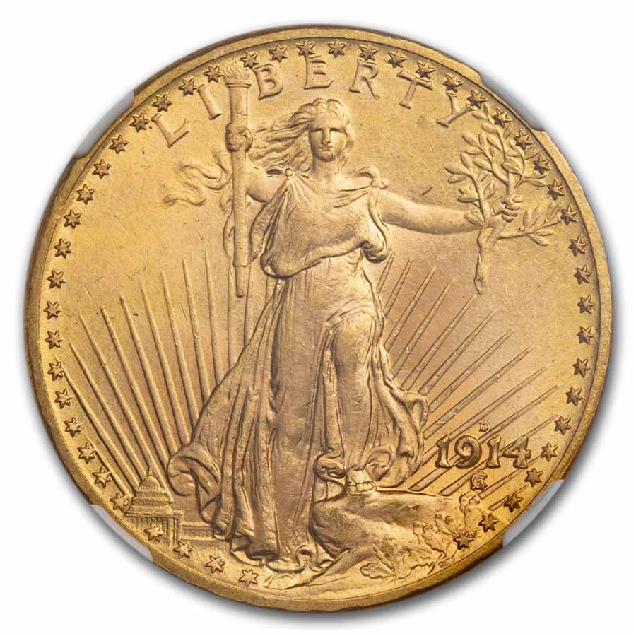1914-D $20 St Gaudens Gold Double Eagle MS-66 NGC