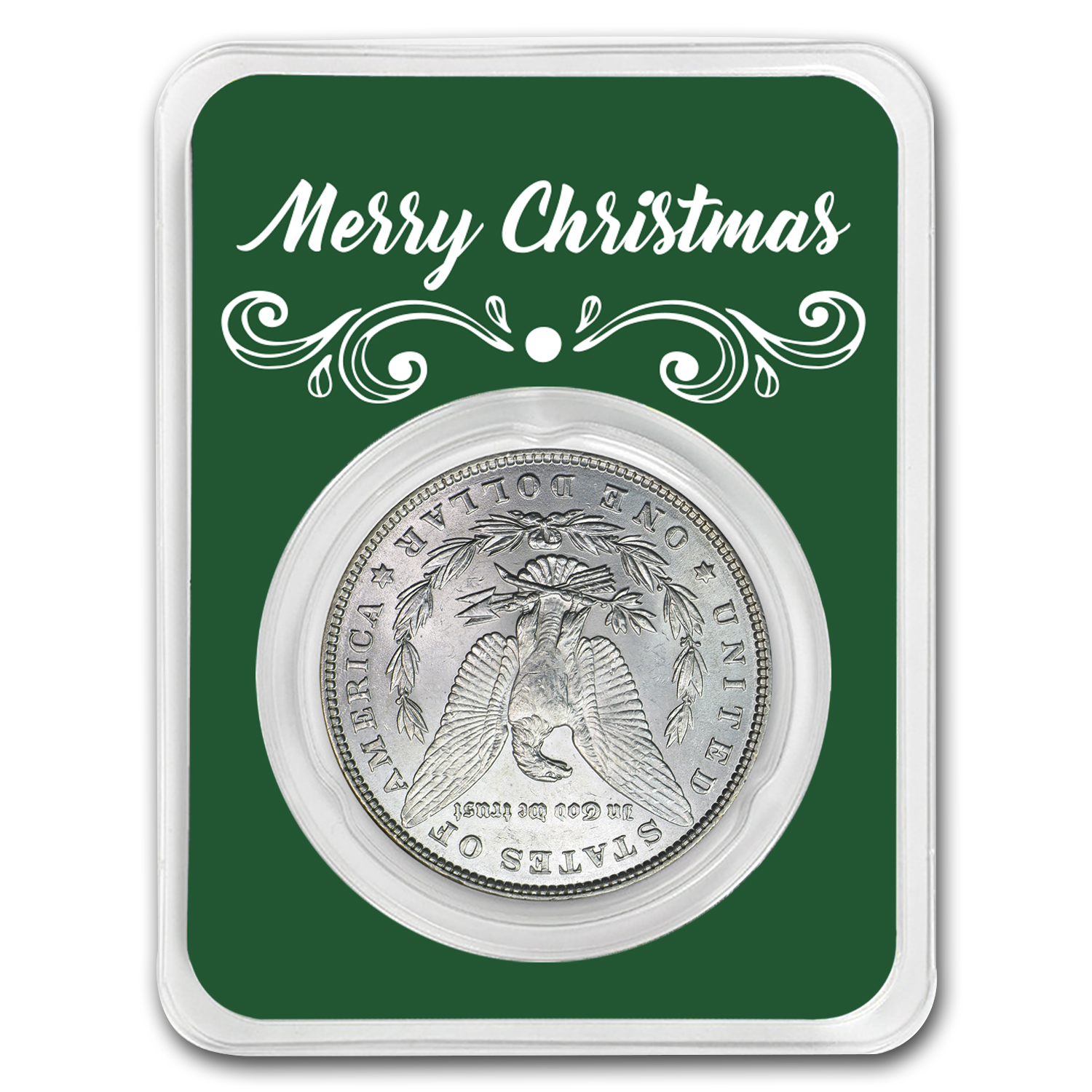 1878-1904 Morgan Silver Dollar BU - w/Merry Christmas Card