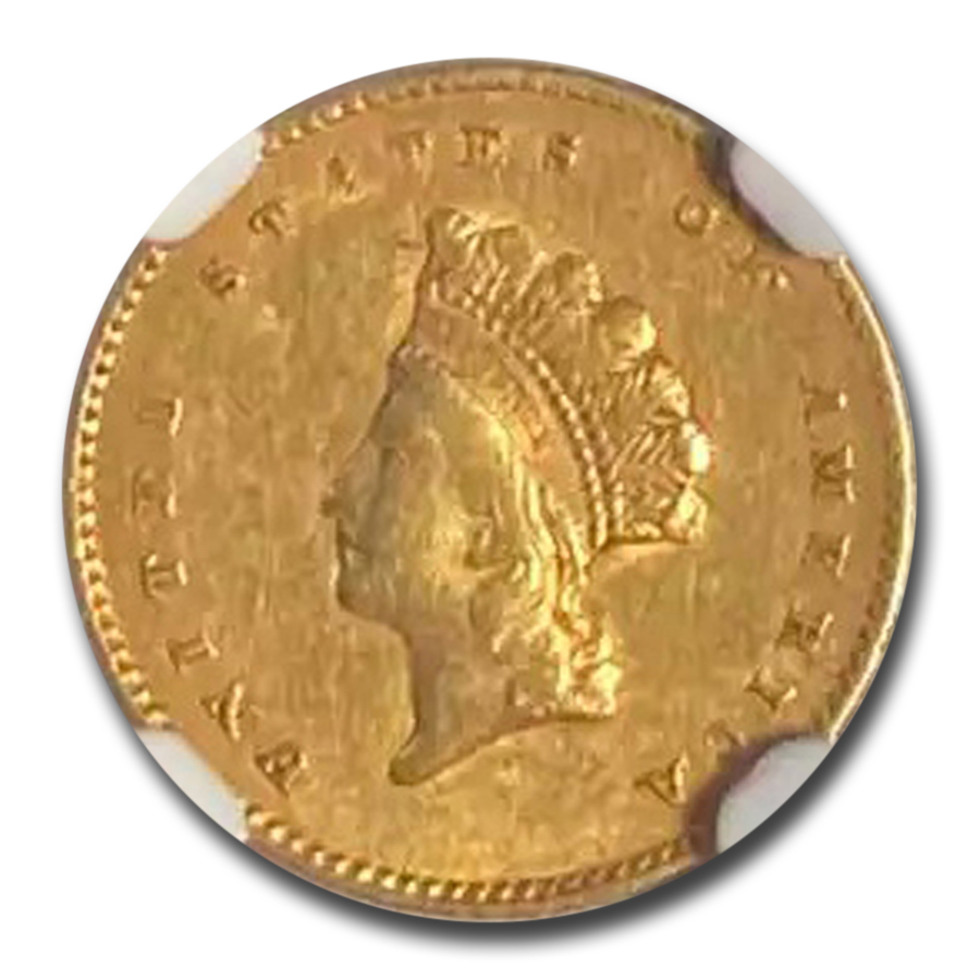 1855 $1 Indian Head Gold Type 2 AU-53 NGC