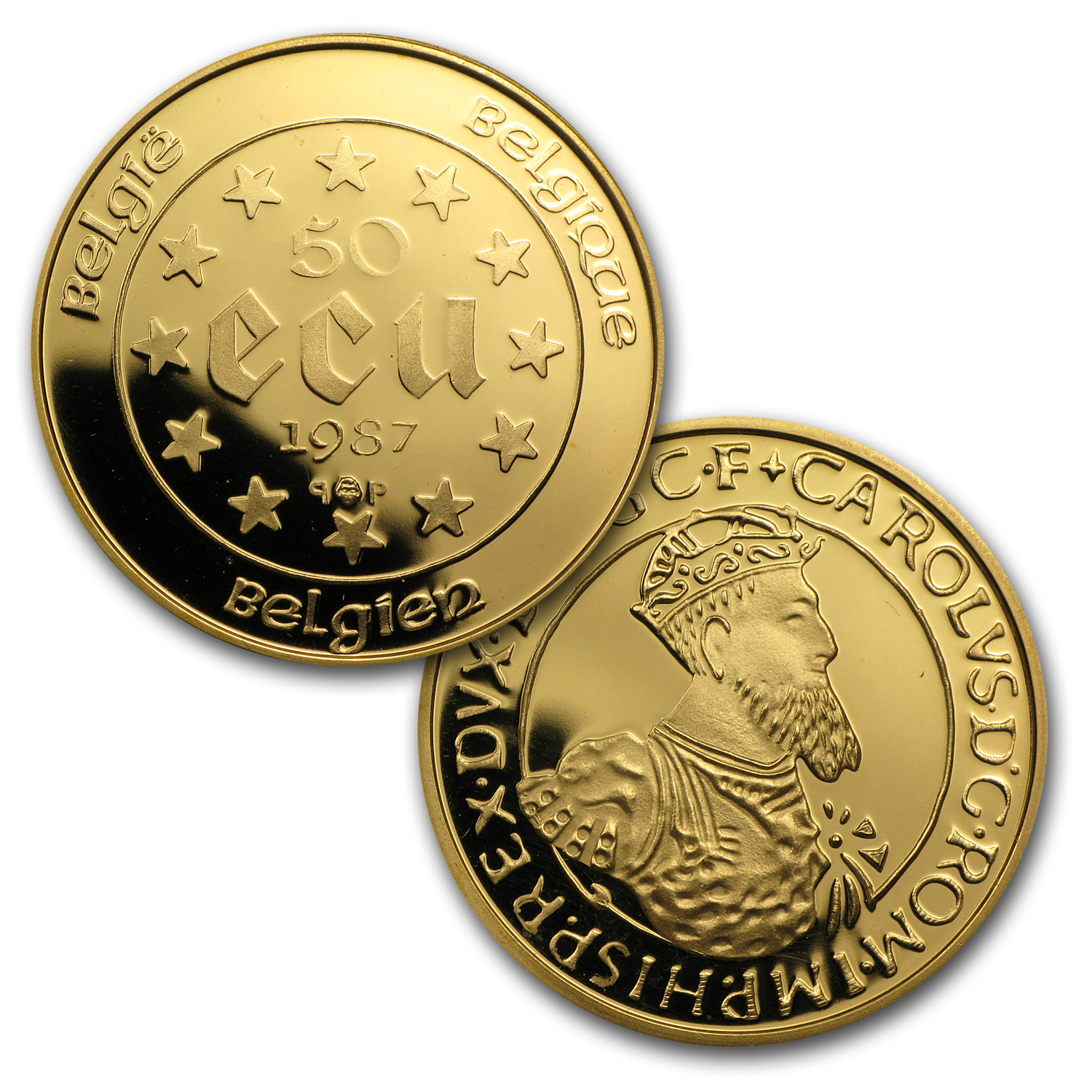1987 Belgium 2-Coin Gold 50 Ecu/Silver 5 Ecu Proof Set
