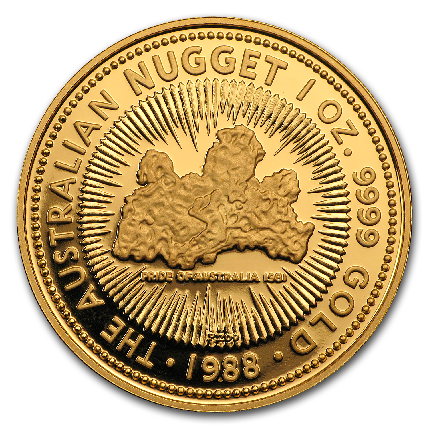 1988 Australia 1 oz Proof Gold Nugget