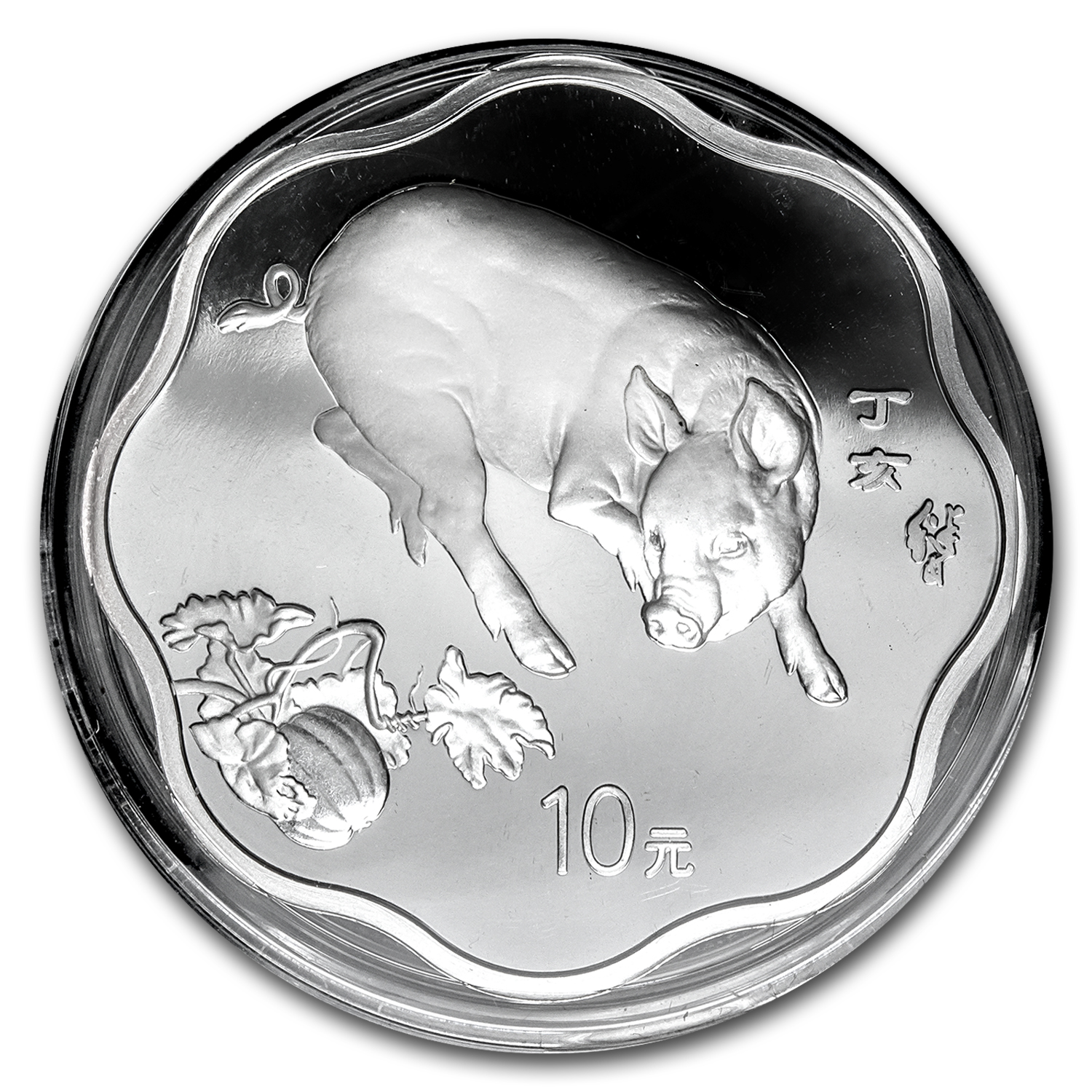 2007 China 1 oz Silver Flower Year of the Pig (w/Box & COA)