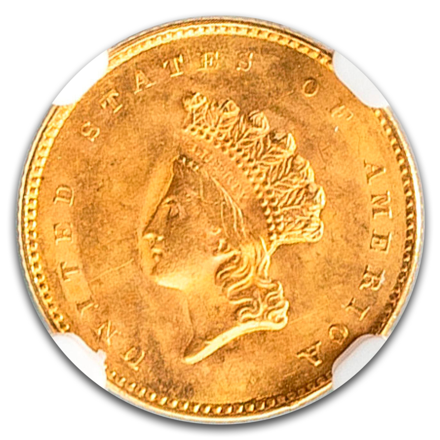 1854 $1 Indian Head Gold Type 2 MS-64 NGC
