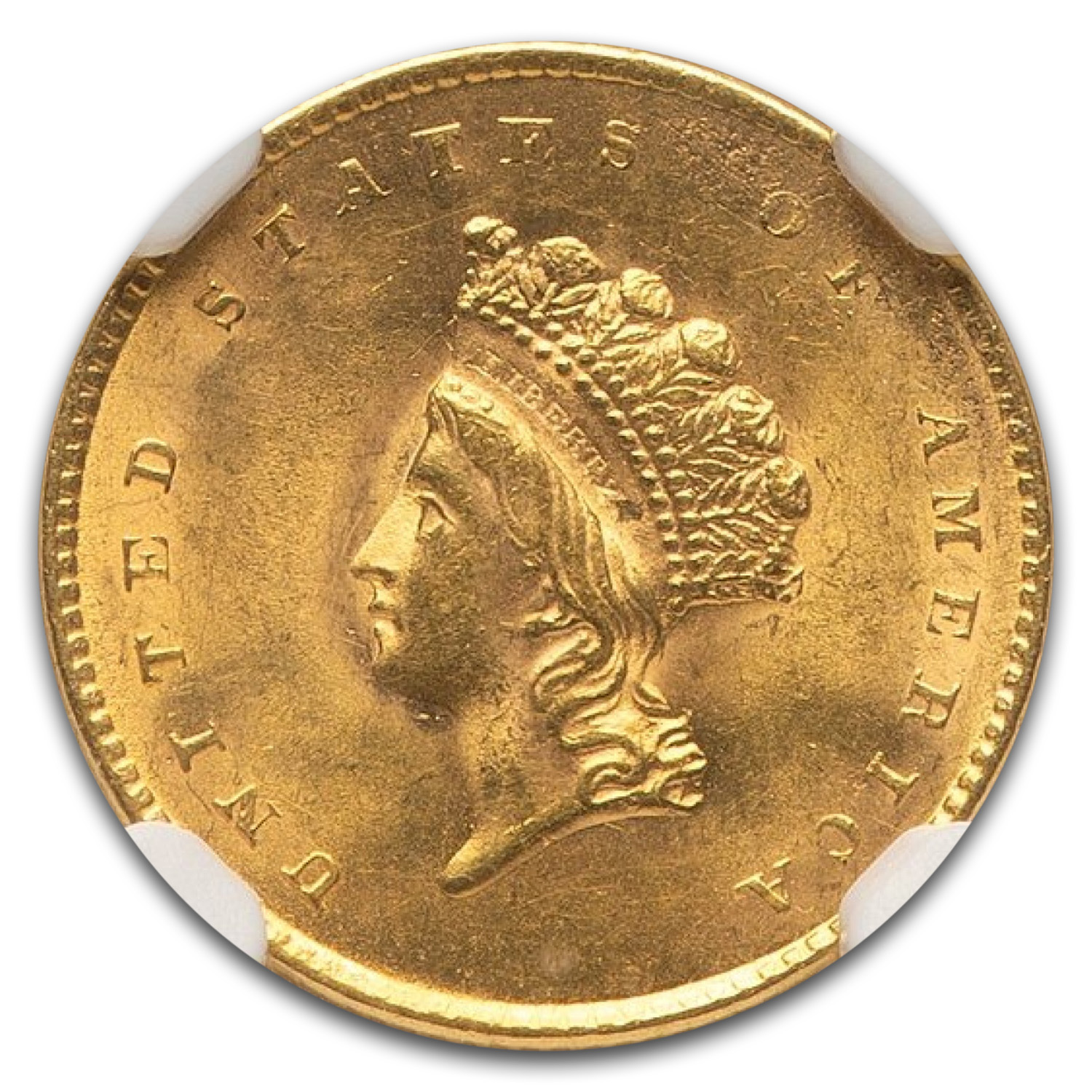 1855 $1 Indian Head Gold Dollar Type 2 MS-64 NGC