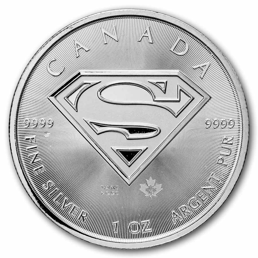 2016 Canada 1 oz Silver $5 SUPERMAN™ BU (Abrasions/Spotted)
