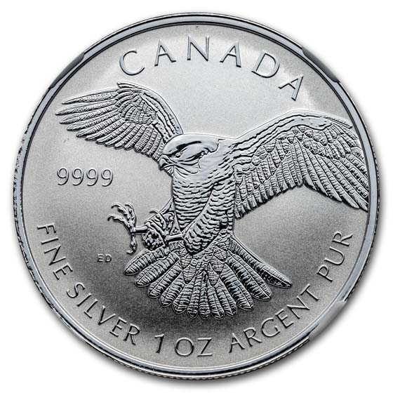 2016 Canada 1 oz Silver $5 Peregrine Falcon PF-70 NGC (ER)