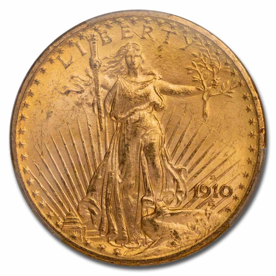 1910-D $20 St Gaudens Gold Double Eagle MS-64 PCGS
