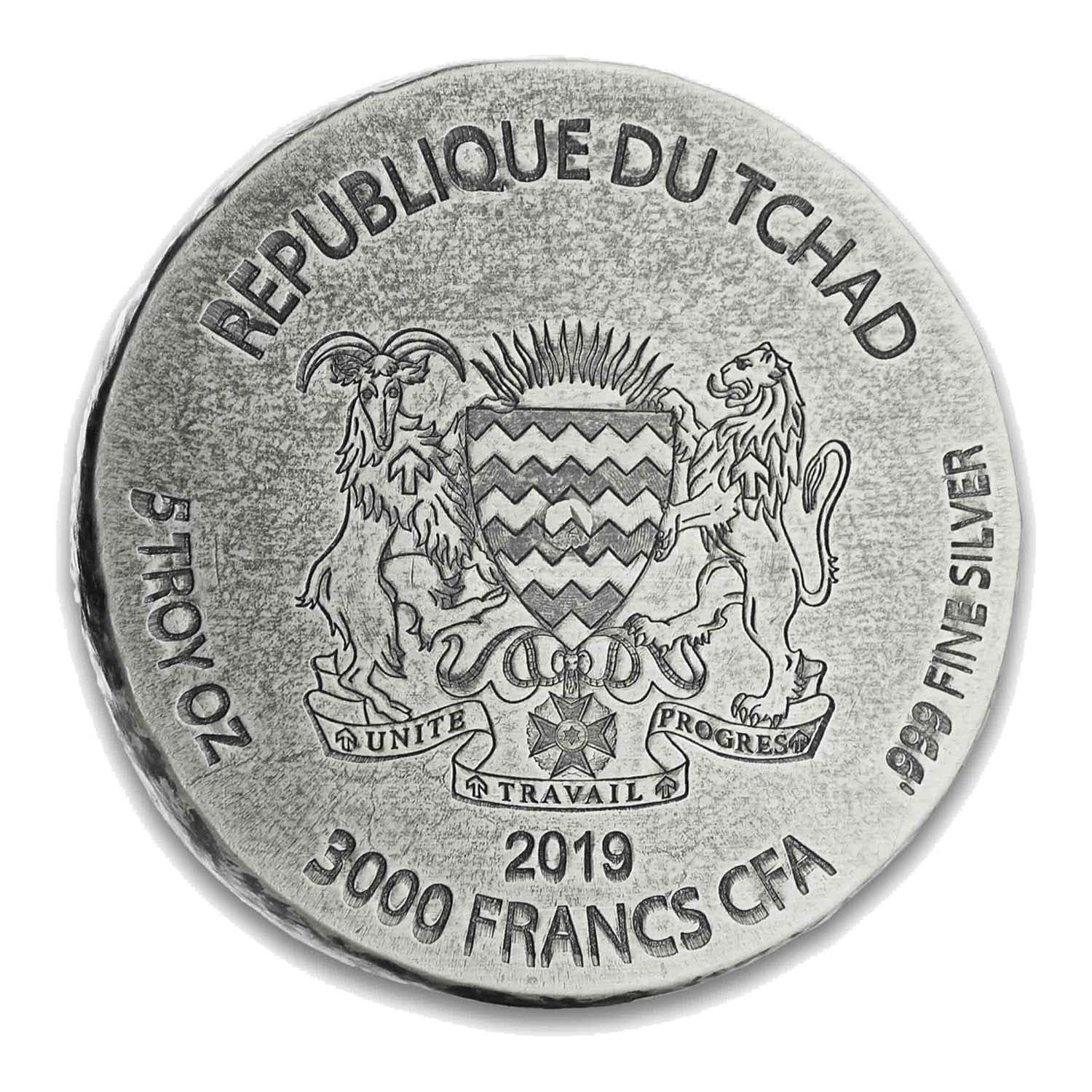 2019 Republic of Chad 5 oz Silver Sphinx of Hatshepsut