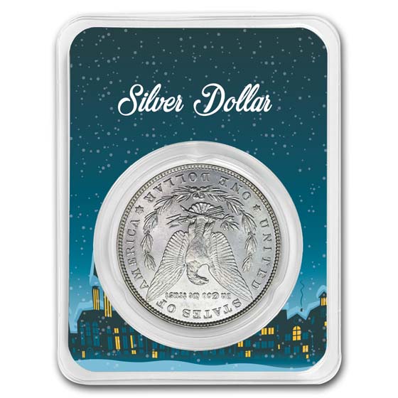 1878-1904 Morgan Silver Dollar BU - w/Snowy Village Card