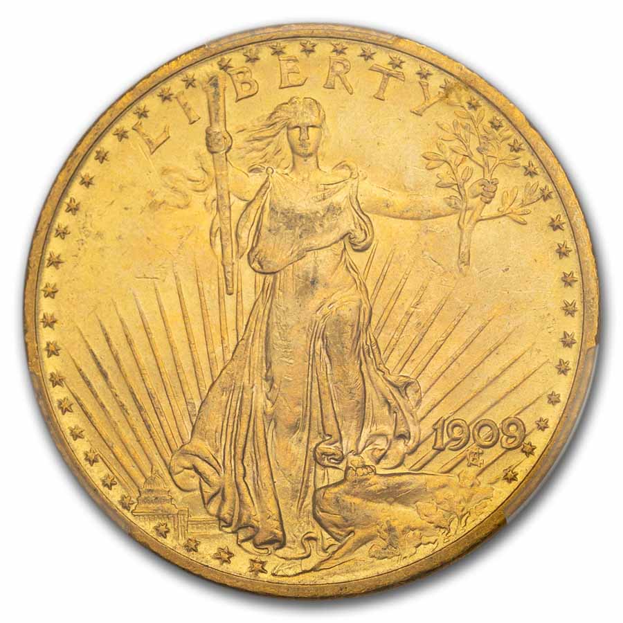 1909/8 $20 St Gaudens Gold Double Eagle MS-64 PCGS