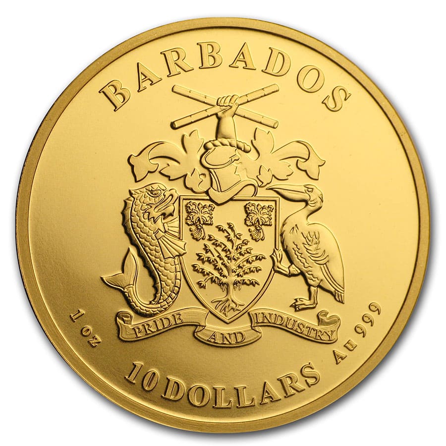 2020 Barbados 1 oz Gold Caribbean Pelican BU