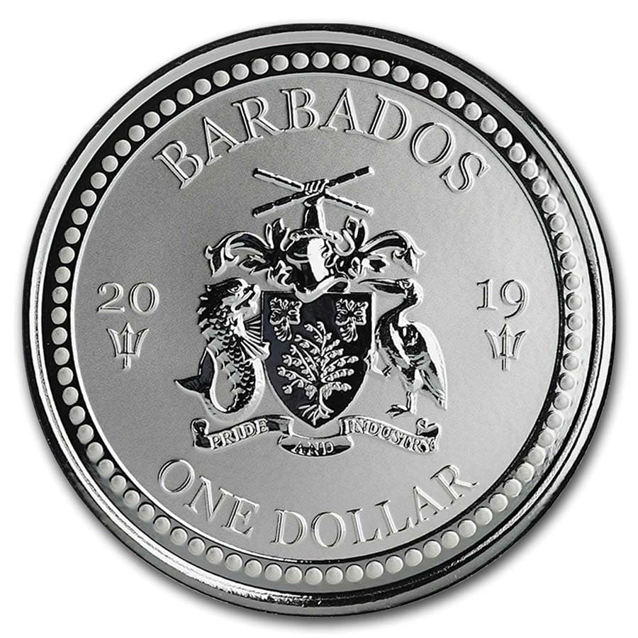 2019 Barbados 1 oz Silver Flying Fish BU