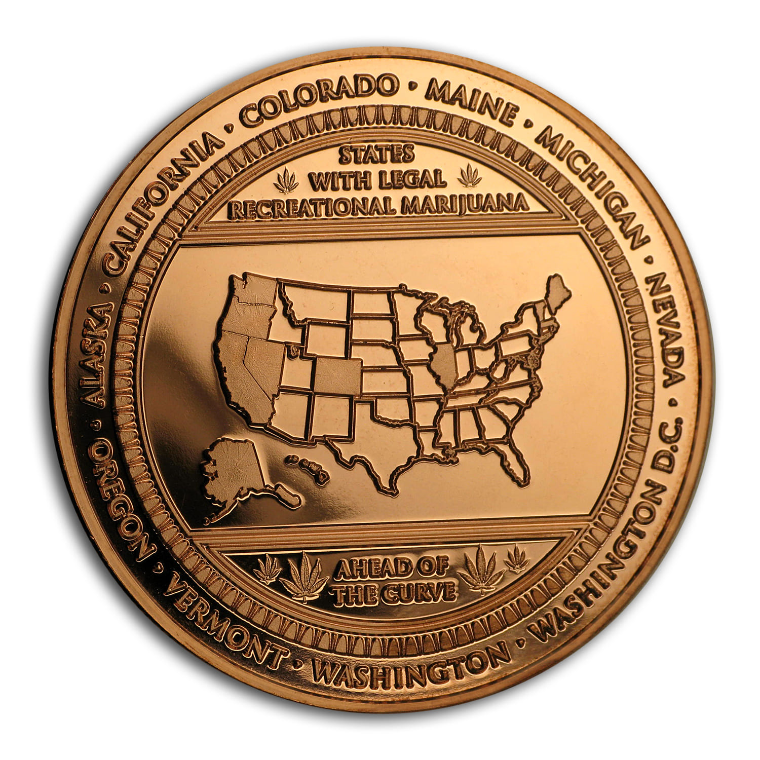 1 oz Copper Round - Cannabis (Ahead of the Curve)