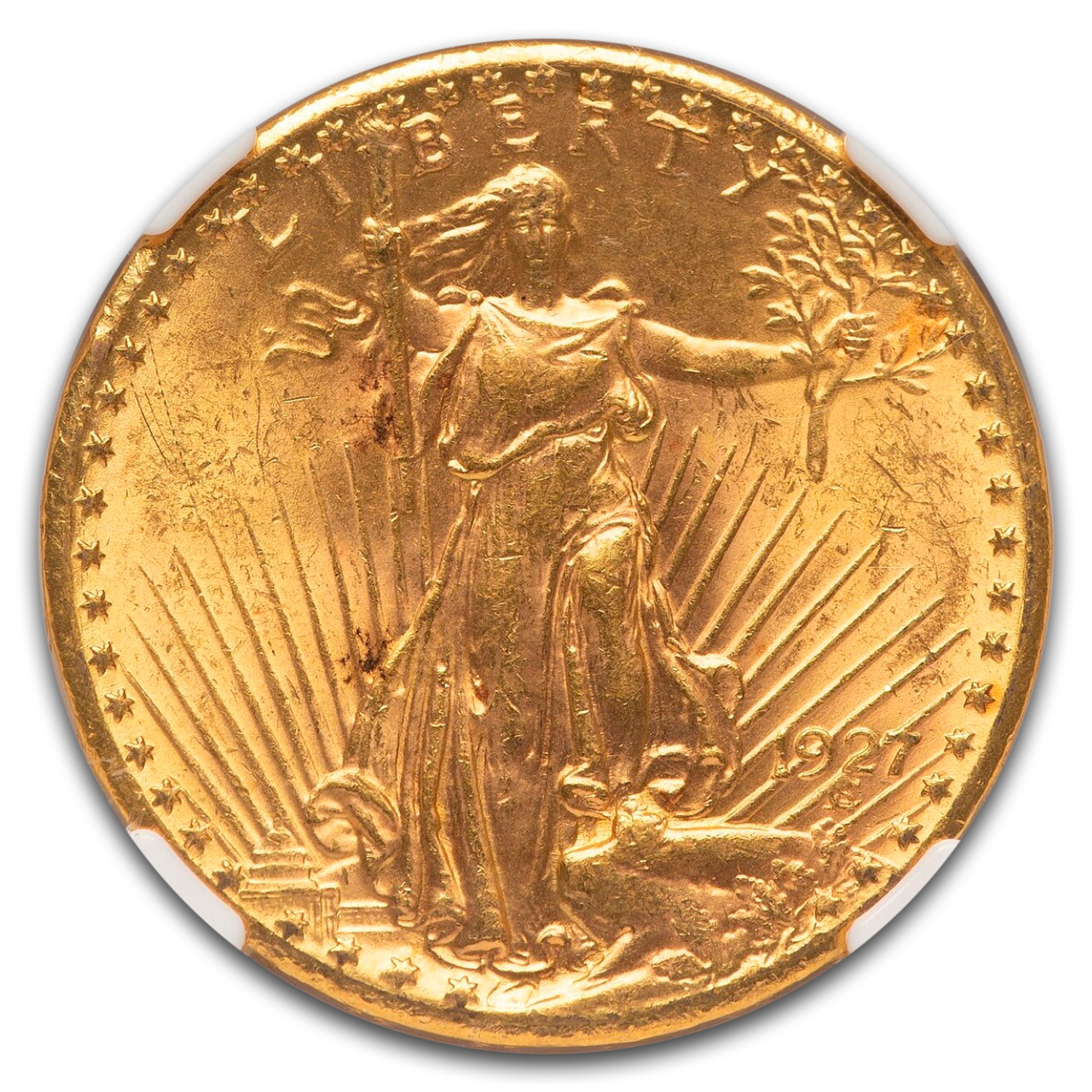 1927 $20 St Gaudens Gold Double Eagle MS-63 NGC CAC