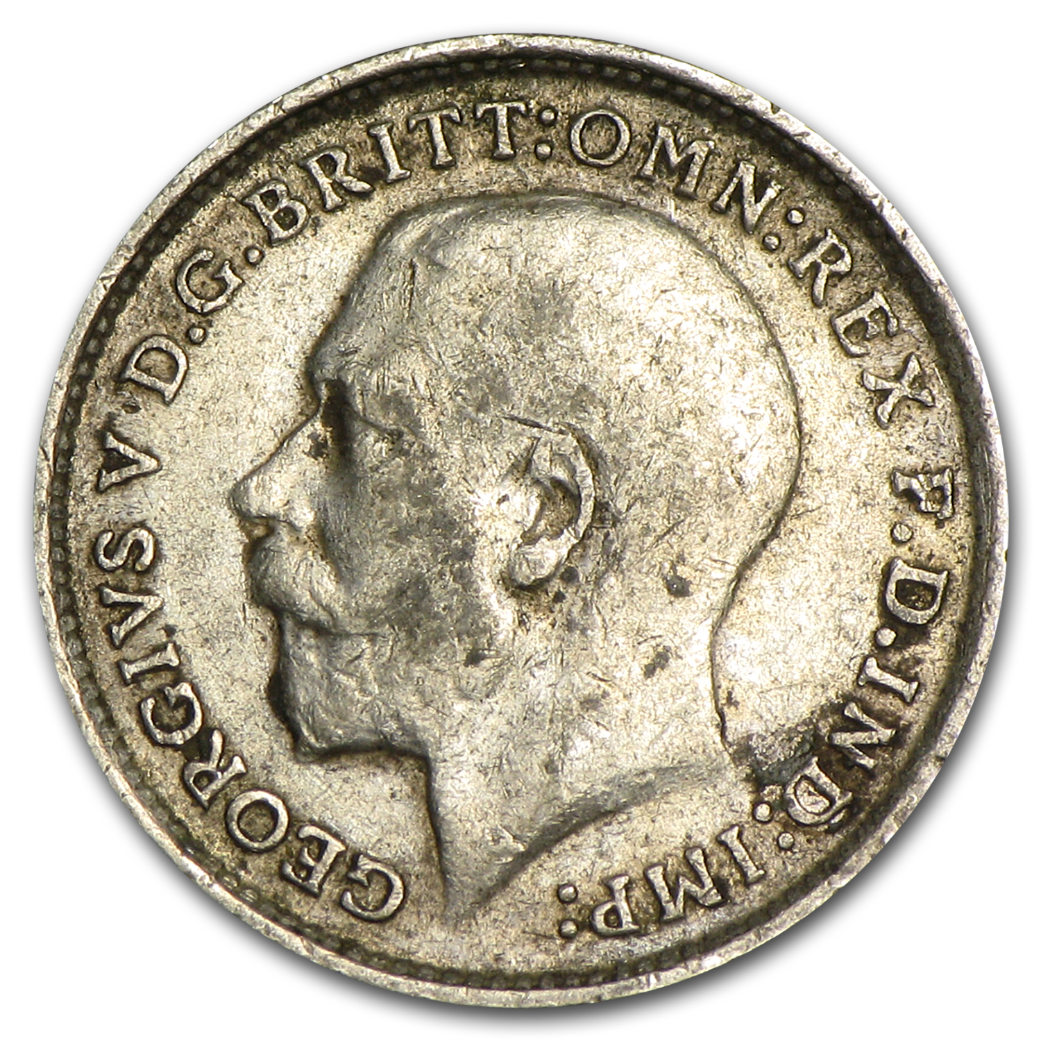 1911-1919 Great Britain Silver 3 Pence George V Avg Circ