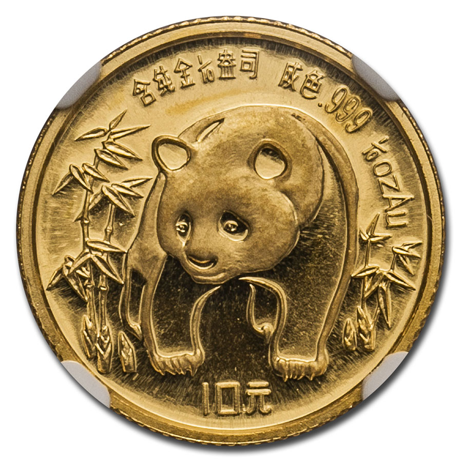 1986 China 1/10 oz Gold Panda MS-68 NGC