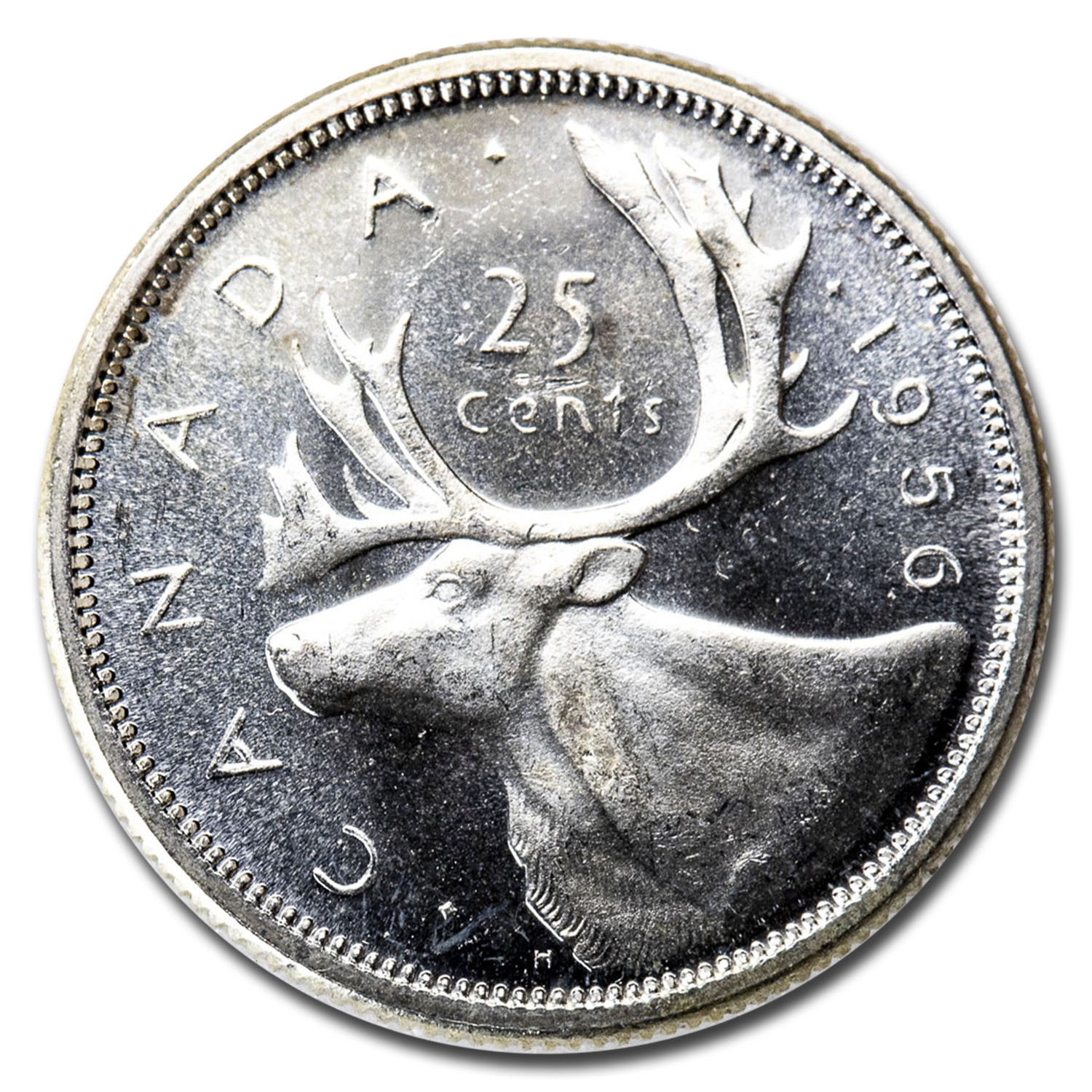 1956 Canada Silver 25 Cents Elizabeth II BU/Prooflike