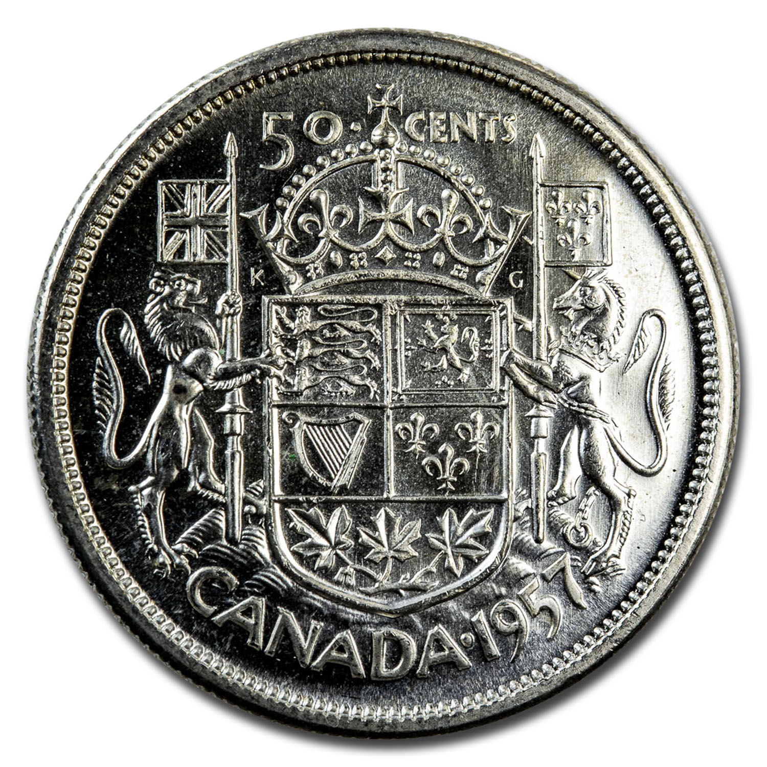 1957 Canada Silver 50 Cents Elizabeth II BU/Prooflike