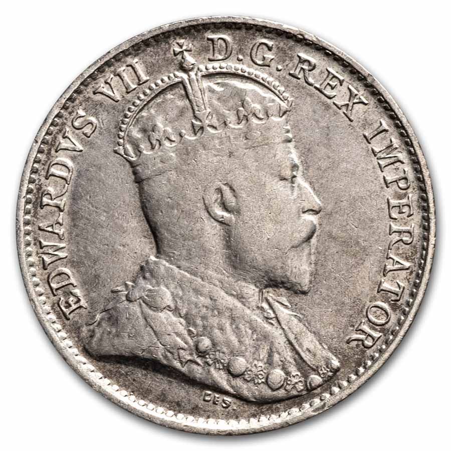 1905 Canada Silver 5 Cents Edward VII AU