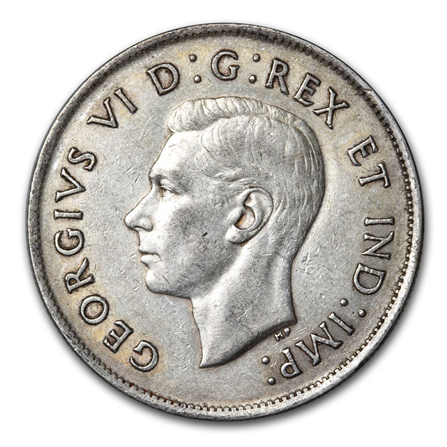1943 Canada Silver 50 Cents George VI AU