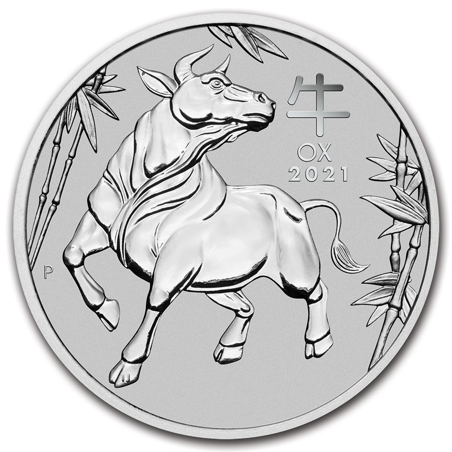 2021 AUS 1 oz Platinum Lunar Ox MS-70 PCGS (FS, Red Label)