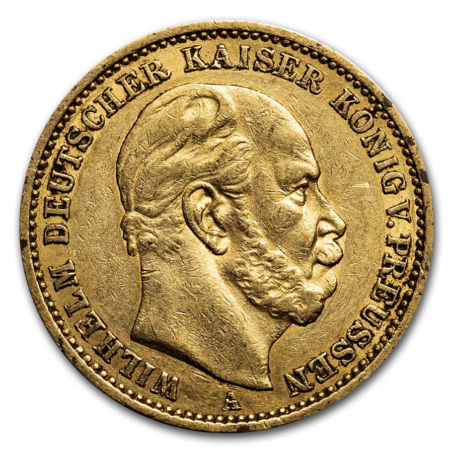 1871-1888 Germany Gold 20 Marks Prussia Wilhelm I Avg Circ