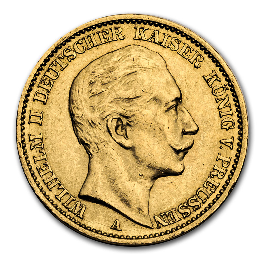 1911-A Germany Gold 20 Marks Prussia Wilhelm II BU