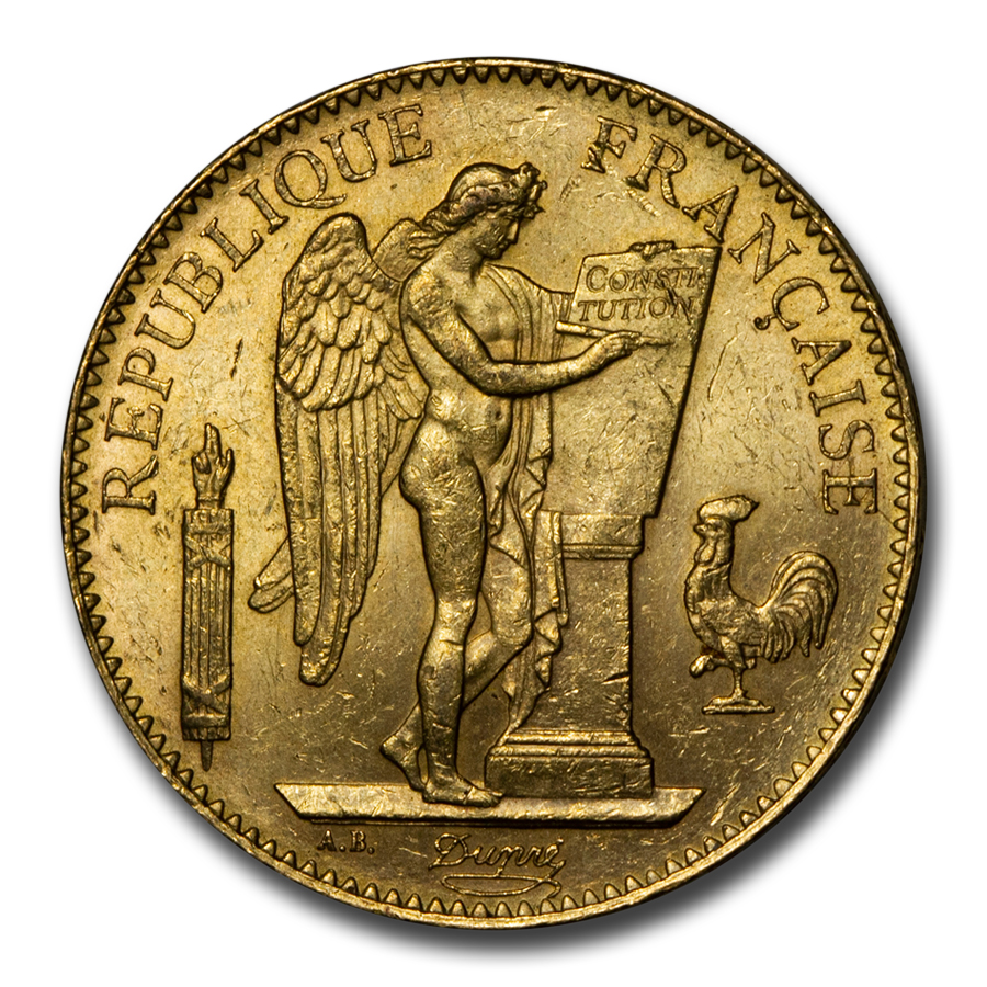 1886-A France Gold 100 Francs Lucky Angel BU