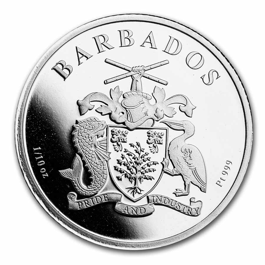 2021 Barbados 1/10 oz Platinum Flamingo BU