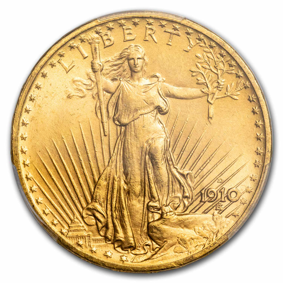 1910-D $20 St Gaudens Gold Double Eagle MS-65 PCGS