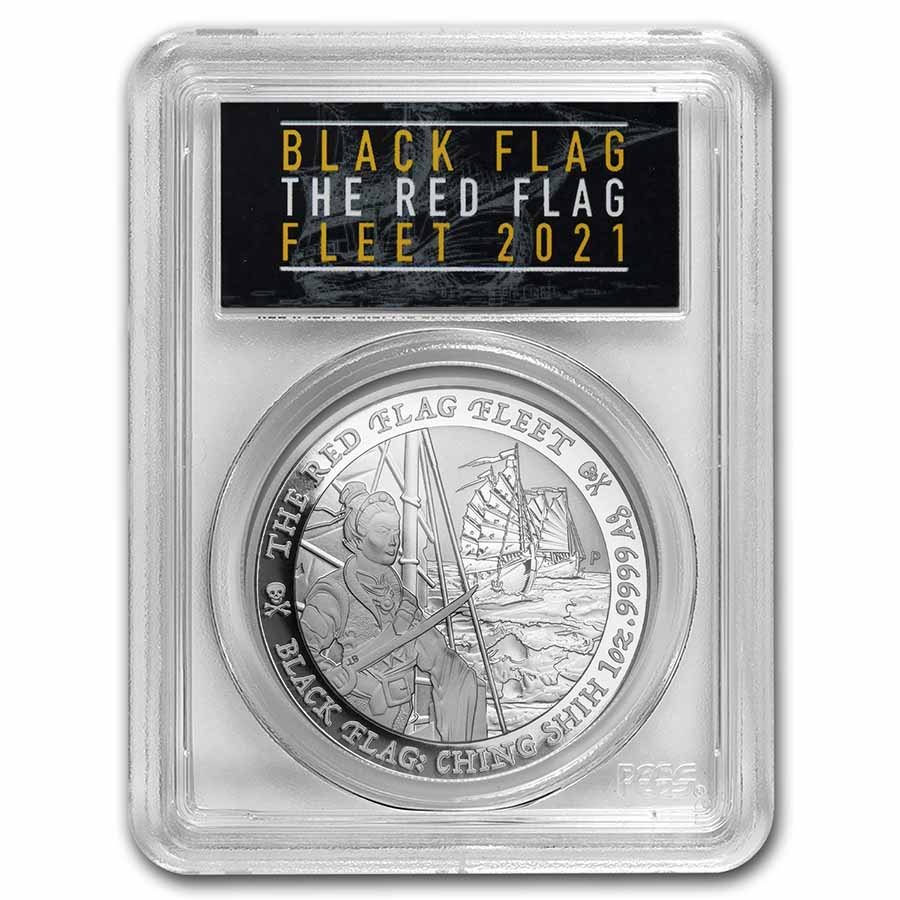 2021 Tuvalu 1 oz Silver The Red Flag Fleet MS-70 PCGS (FS)