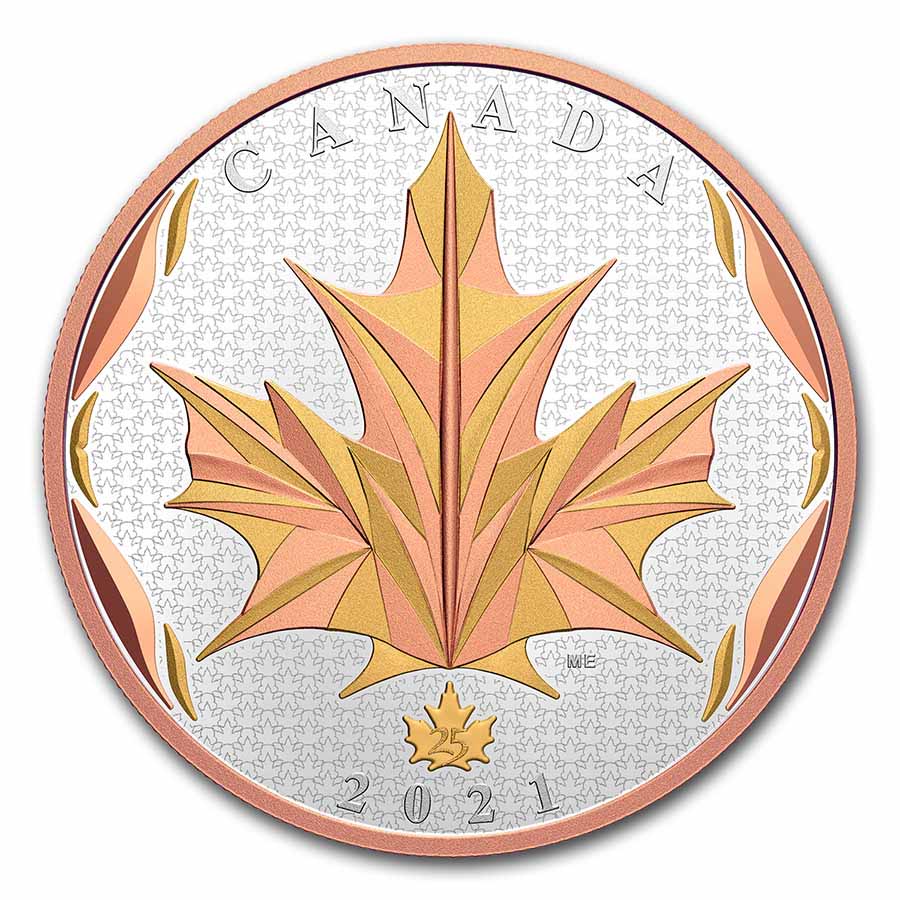 2021 Canada 5 oz Silver Maple Leaves in Motion