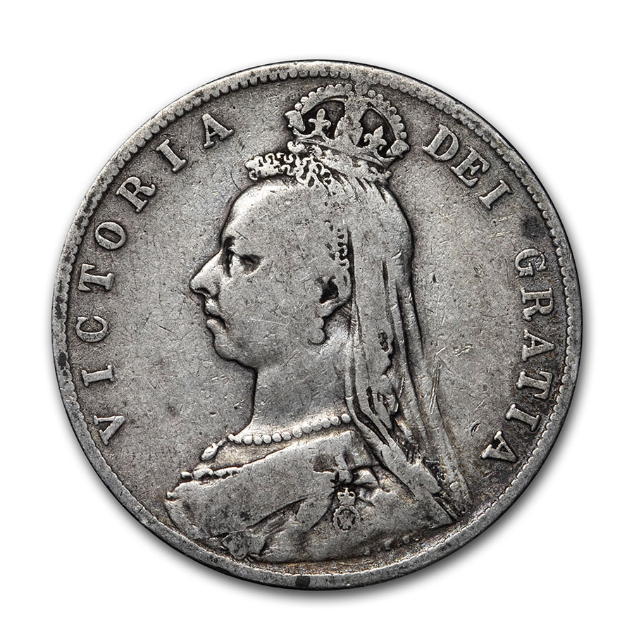 1887-1892 Great Britain Silver Half Crown Victoria Avg Circ