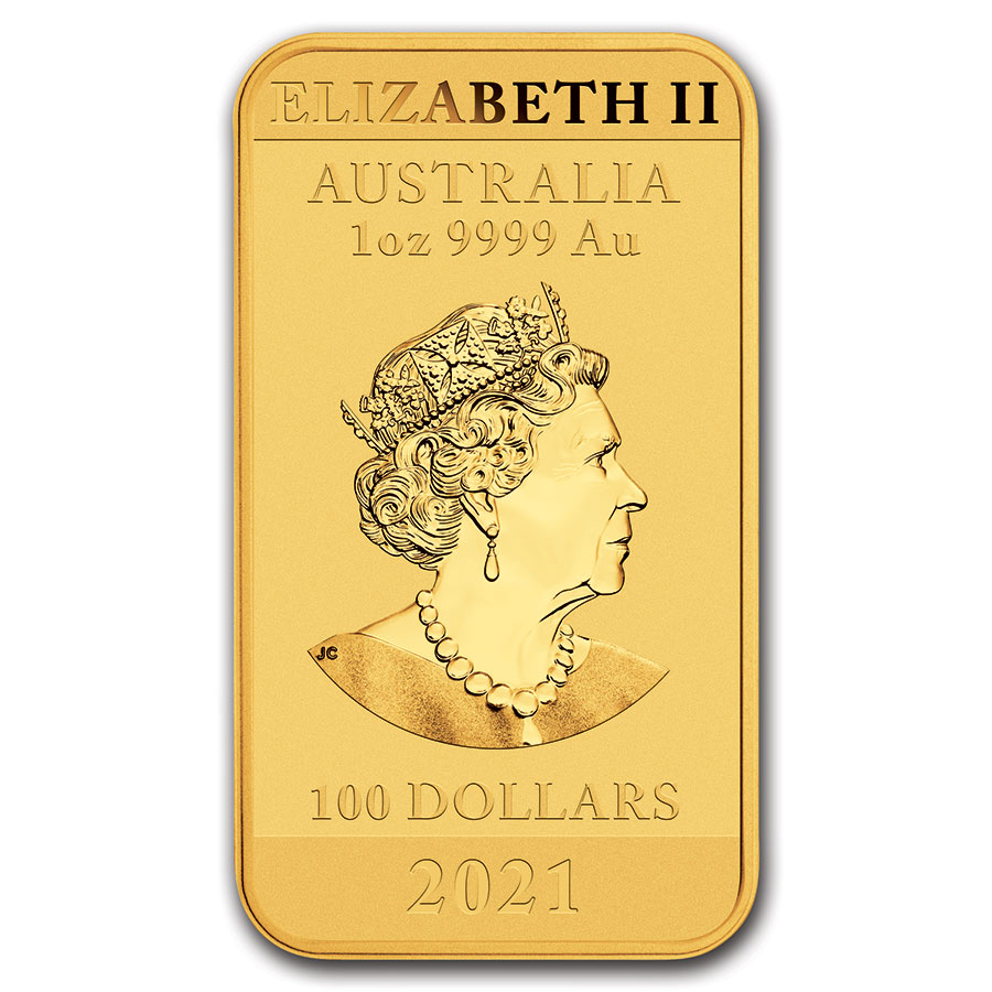 2021 Australia 1 oz Gold Dragon Rectangular Coin BU