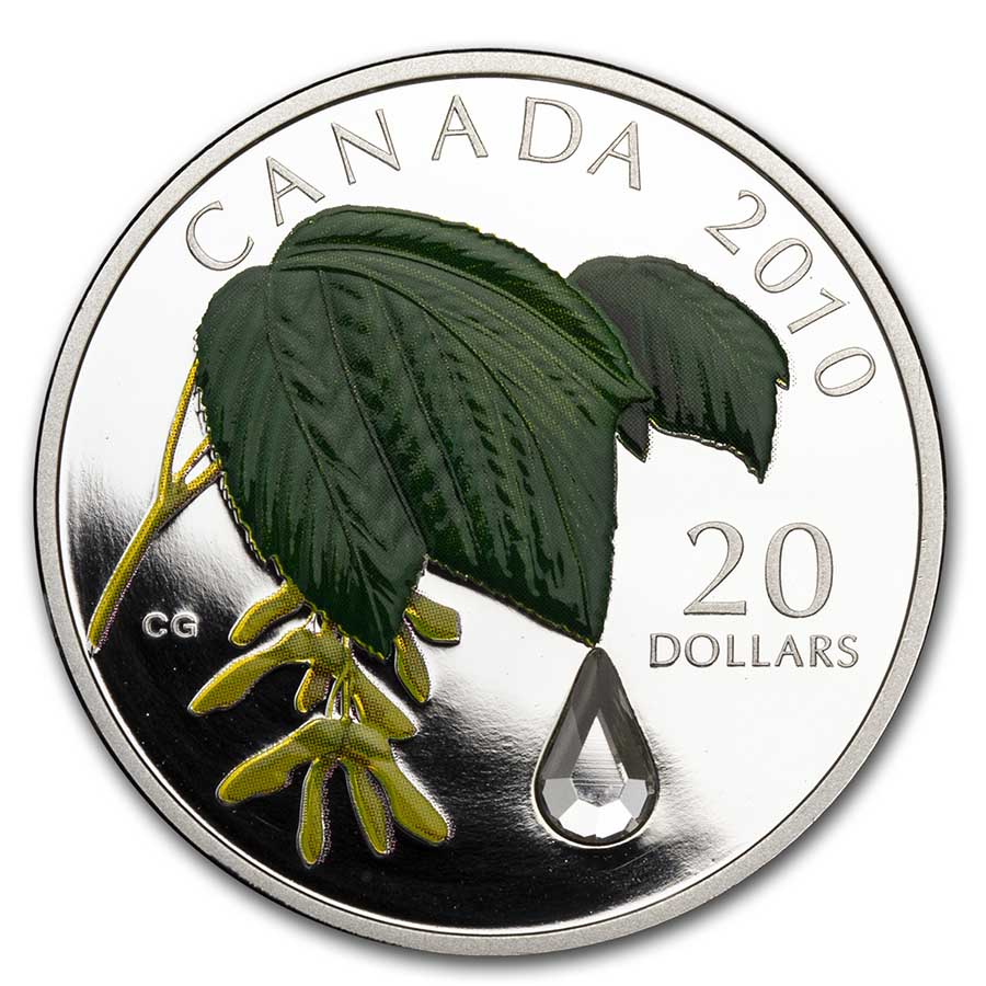 2010 RCM 1 oz Silver Maple Leaf Crystal Raindrop (No Box & COA)