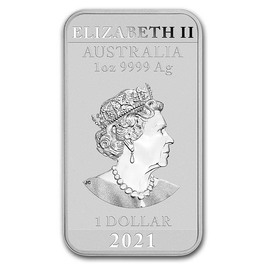 2021 Australia 1 oz Silver Dragon Rectangular Coin BU