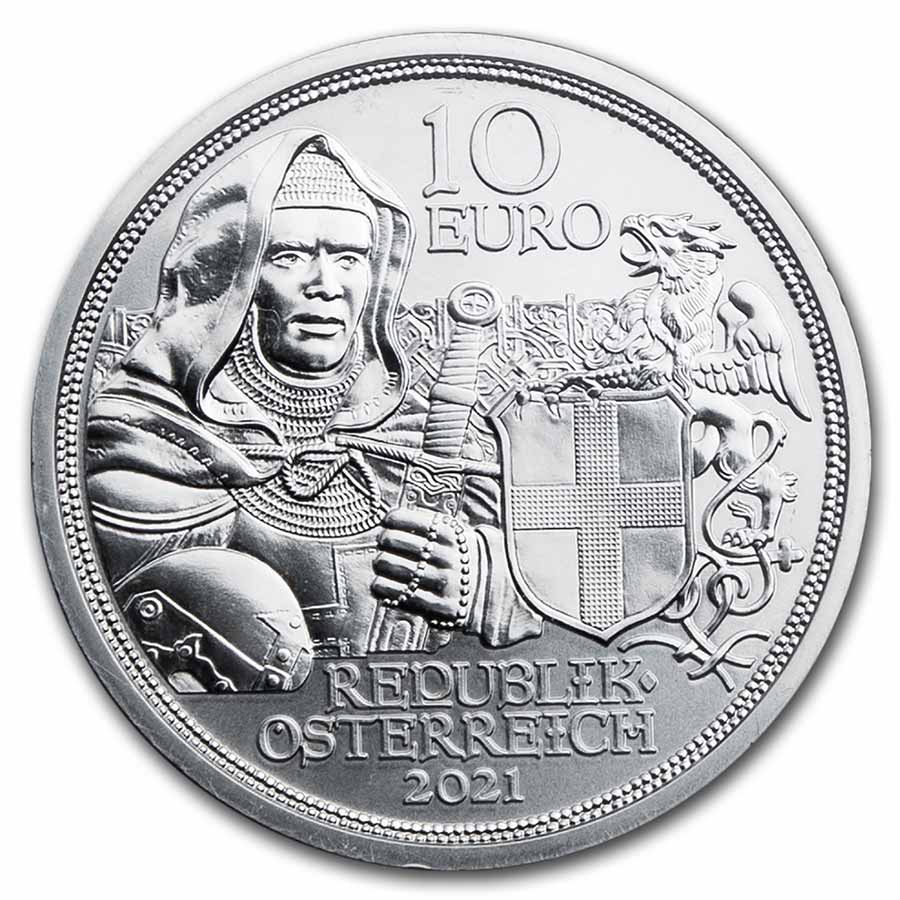 2021 Austria Silver €10 Knights' Tales (Brotherhood)