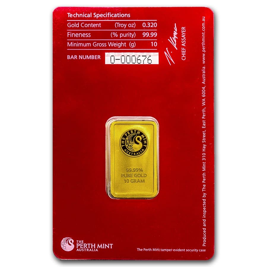 10 gram Gold Bar - The Perth Mint Oriana (In Assay)