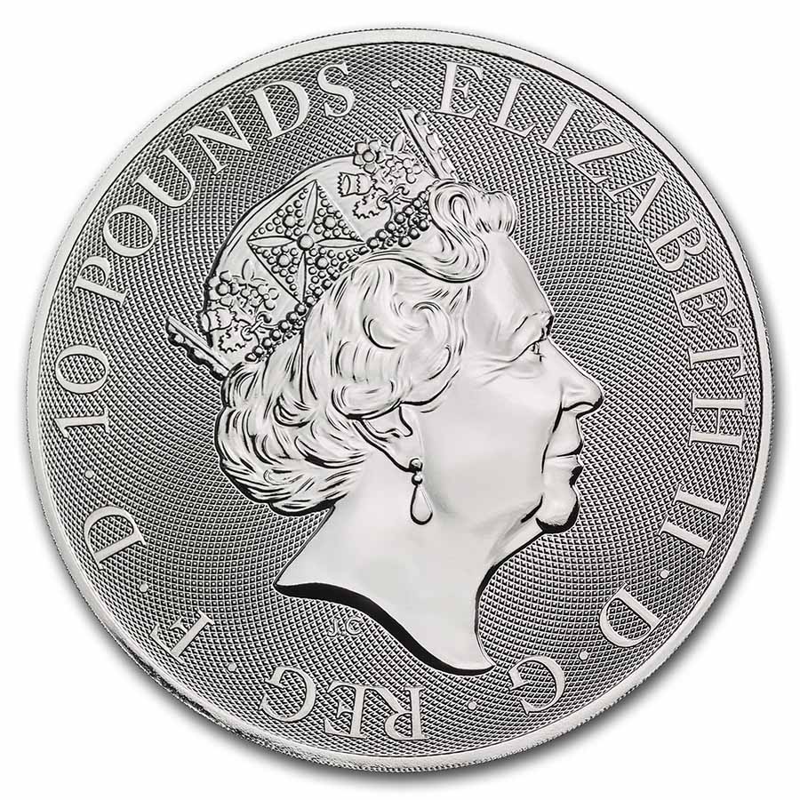 2022 GB 10 oz Silver Queen's Beasts The White Greyhound BU